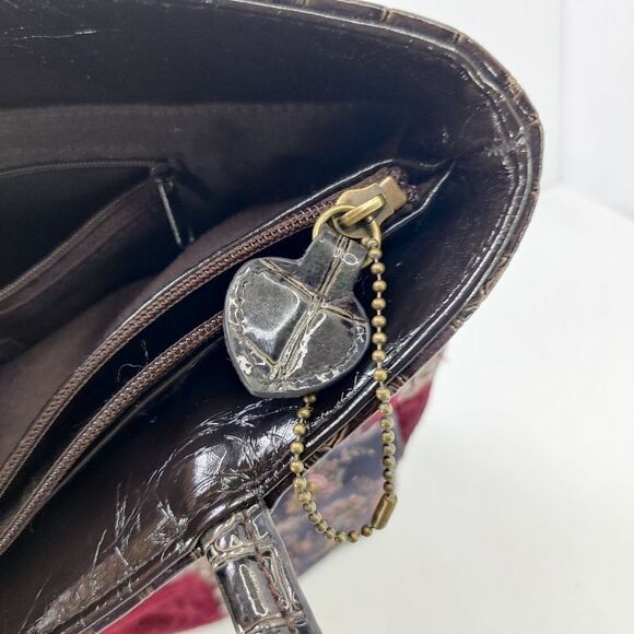 Bueno patchwork Shoulder Tote Bag Velvet Back, Reptile Texture Trim - Picture 6 of 15